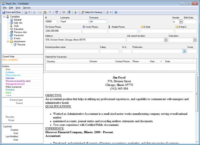 Resume processing software